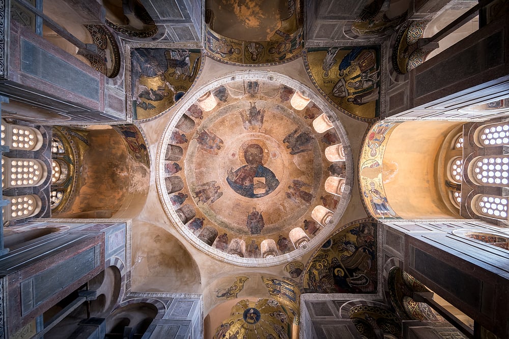 The big dome of Katholikon, the large cathedral church in the Hosios Loukas monastery, Greece